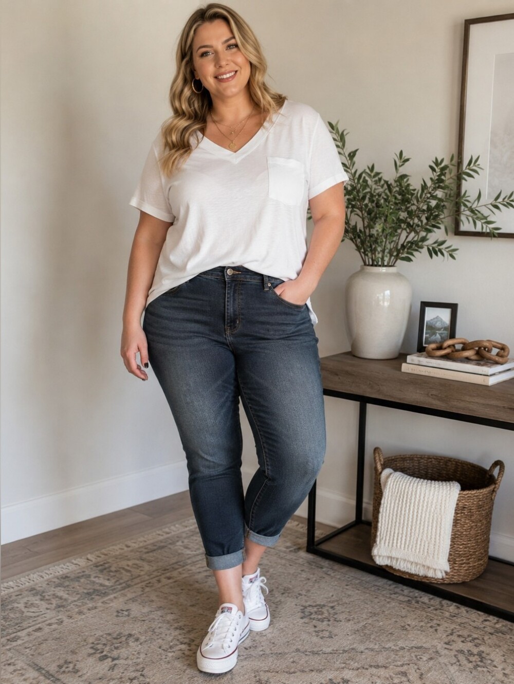 Tahari Kelly Mid-Rise Skinny Jeans Plus Size 22W Dark Wash Stretch Denim
